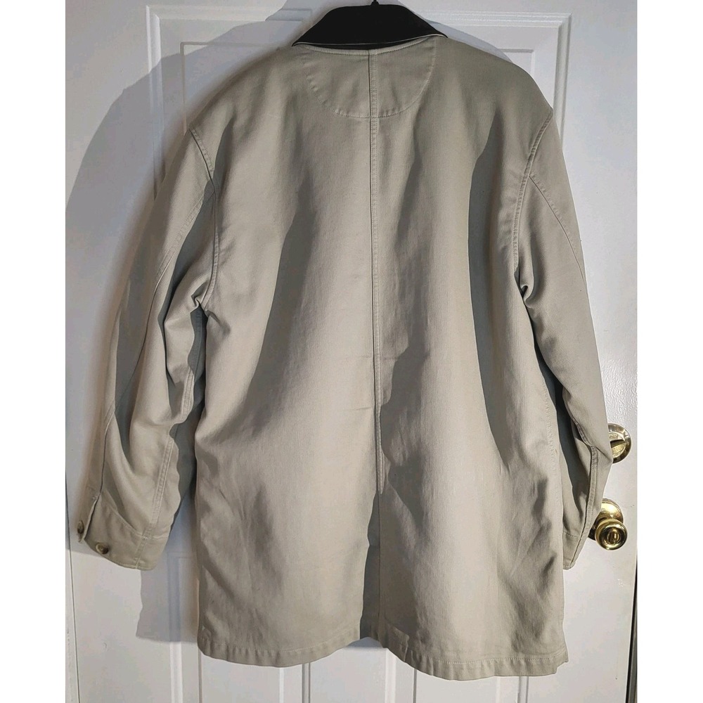 Land's End Men's M Barn Chore Coat Tan Faux Suede Collar Quilted Liner - Picture 2 of 13